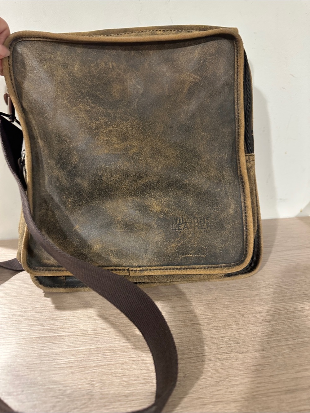 Men's Distressed Brown Leather Crossbody Bag - Vintage Style